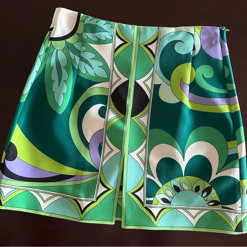 Zara Green/Black Moroccan Mini Skirt